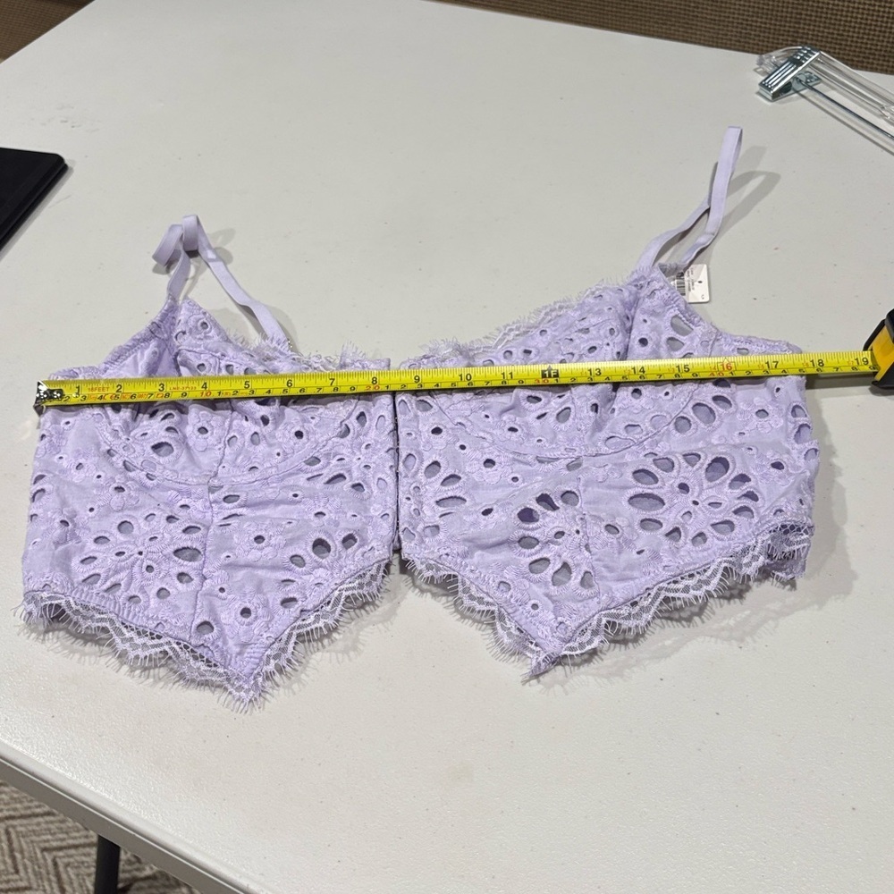 Anthropologie - The Giselle Eyelet Lace Corset Bustier Crop Top. Lavendar. XL - Picture 14 of 14